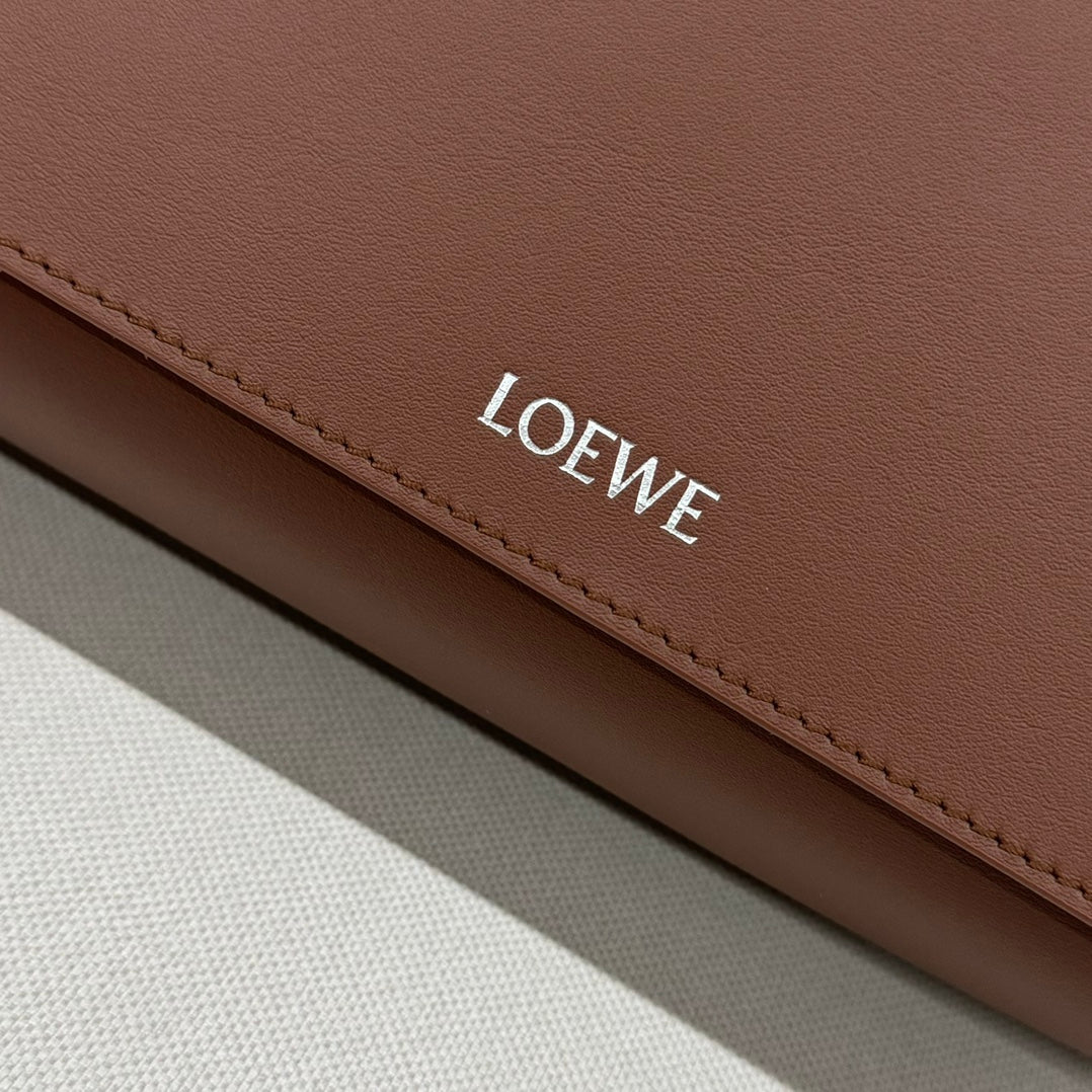 Loewe Flamenco Satchel Messenger 34cm Bag Brown Cowhide canvas 253906