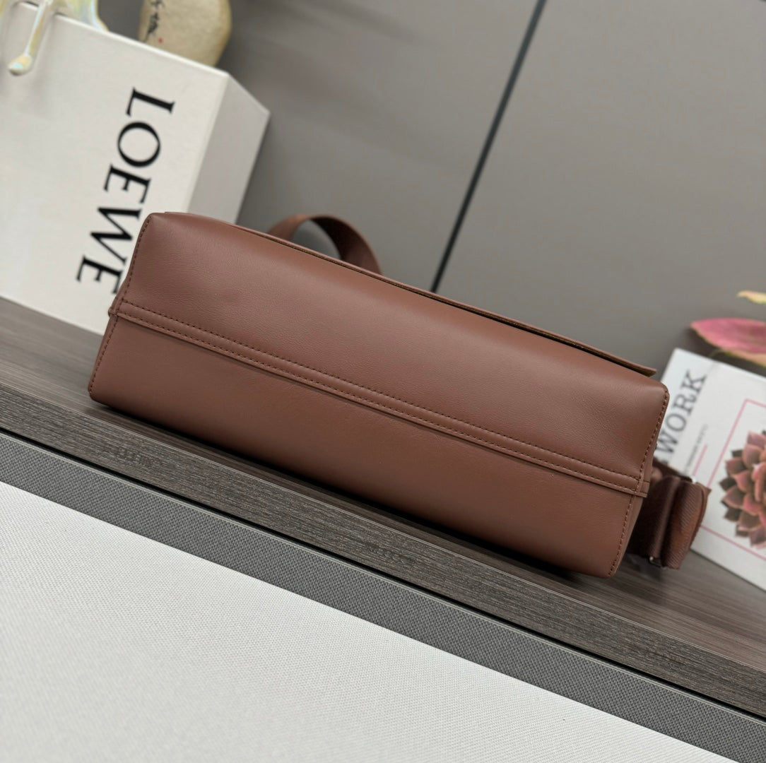 Loewe Flamenco Satchel Messenger 34cm Bag Brown Cowhide canvas 253906