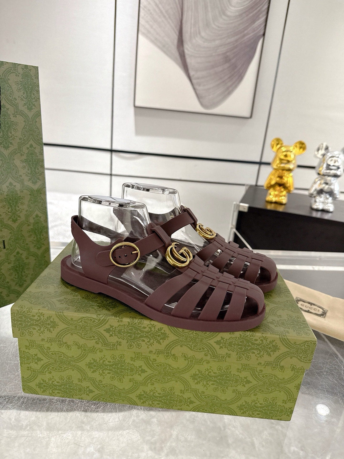 GC 25 Gold Double G Sandal bordeaux Rubber 292434