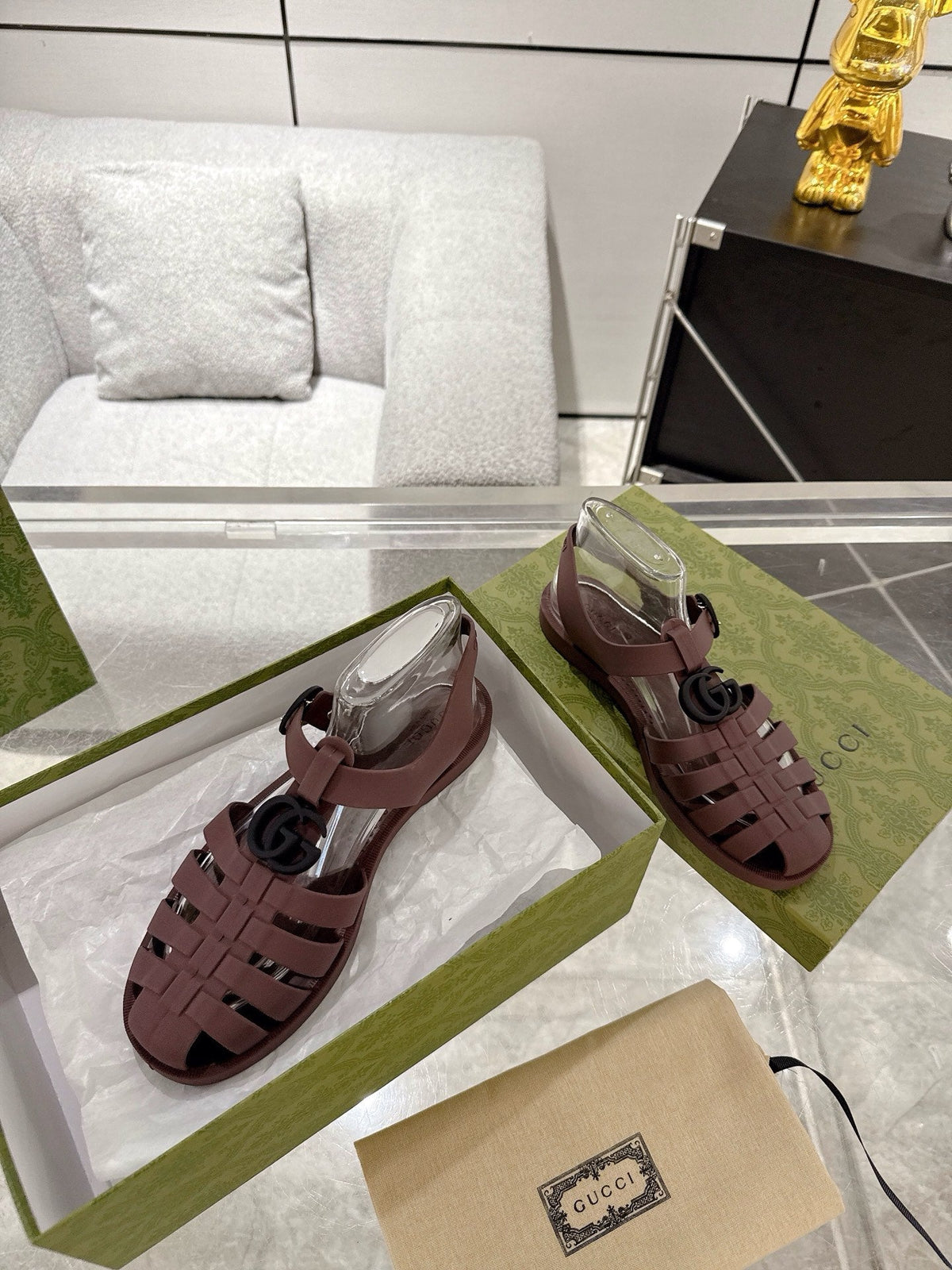 GC 25 Black Double G Sandal bordeaux Rubber 292436
