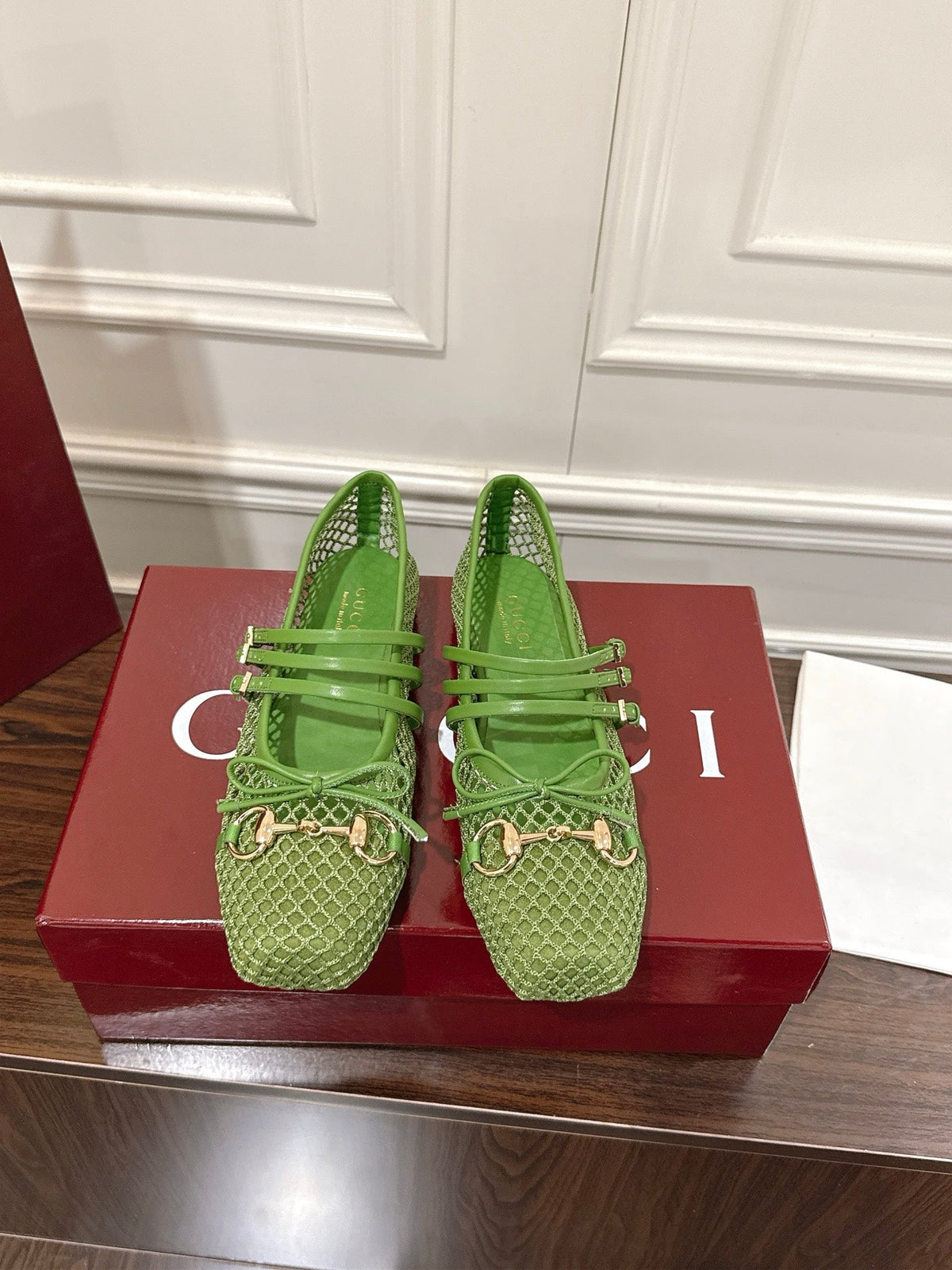 GC 25 Horsebit Ballet Flat Green Mesh