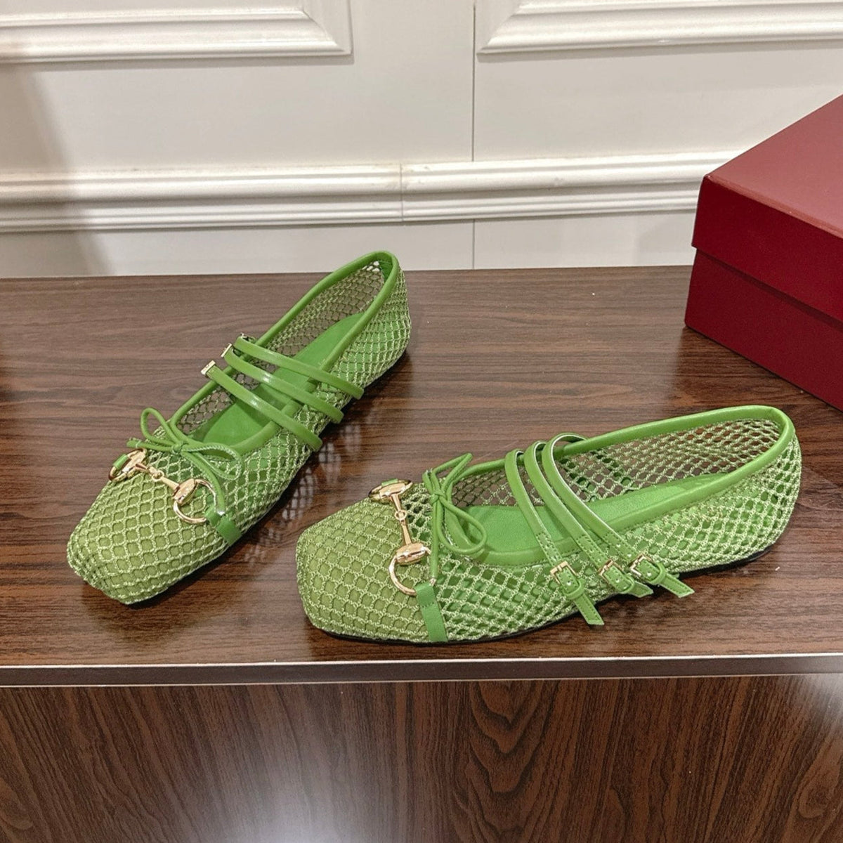 GC 25 Horsebit Ballet Flat Green Mesh