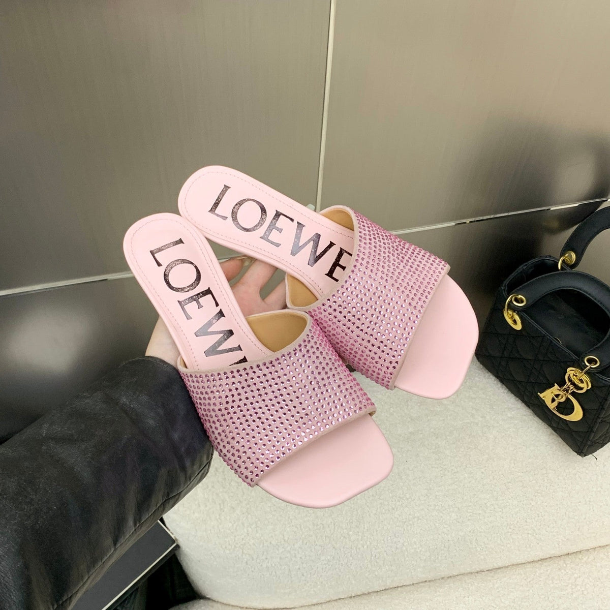 Loewe Petal Mule Multicolor Sheep and Diamond 246563