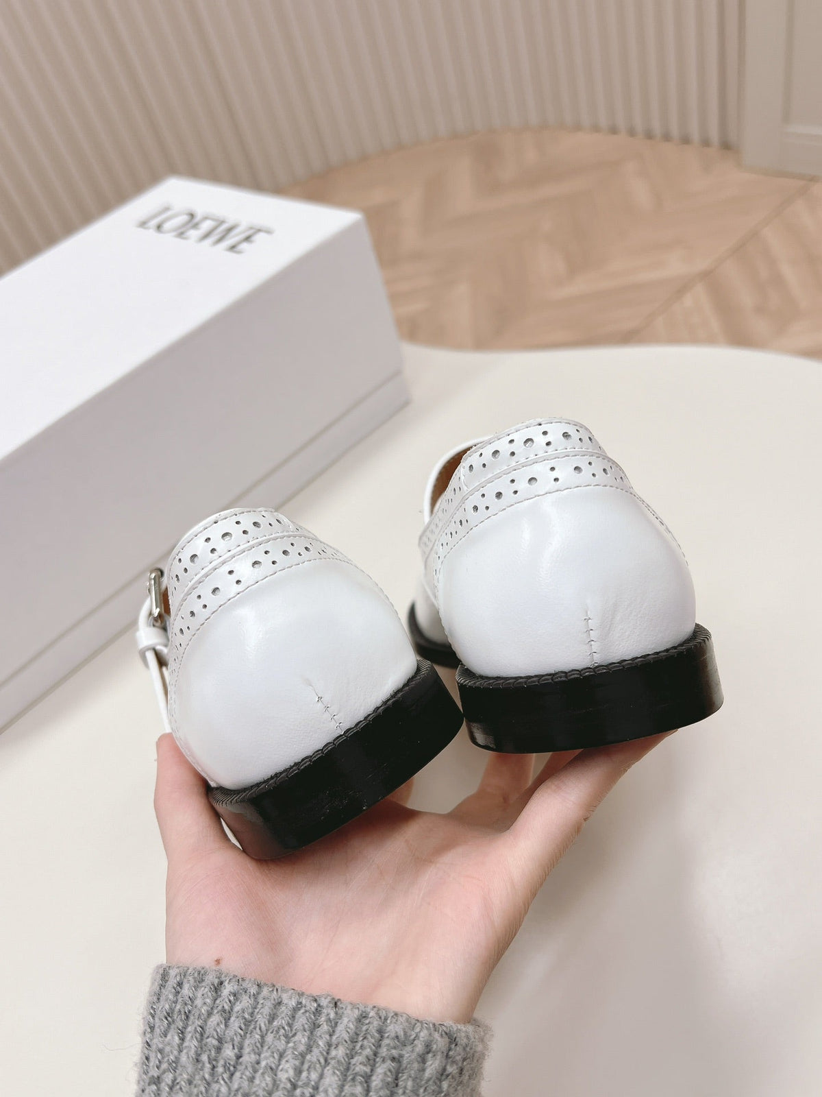 Loewe Campo Mary Jane Ballet Flat White Cowhide