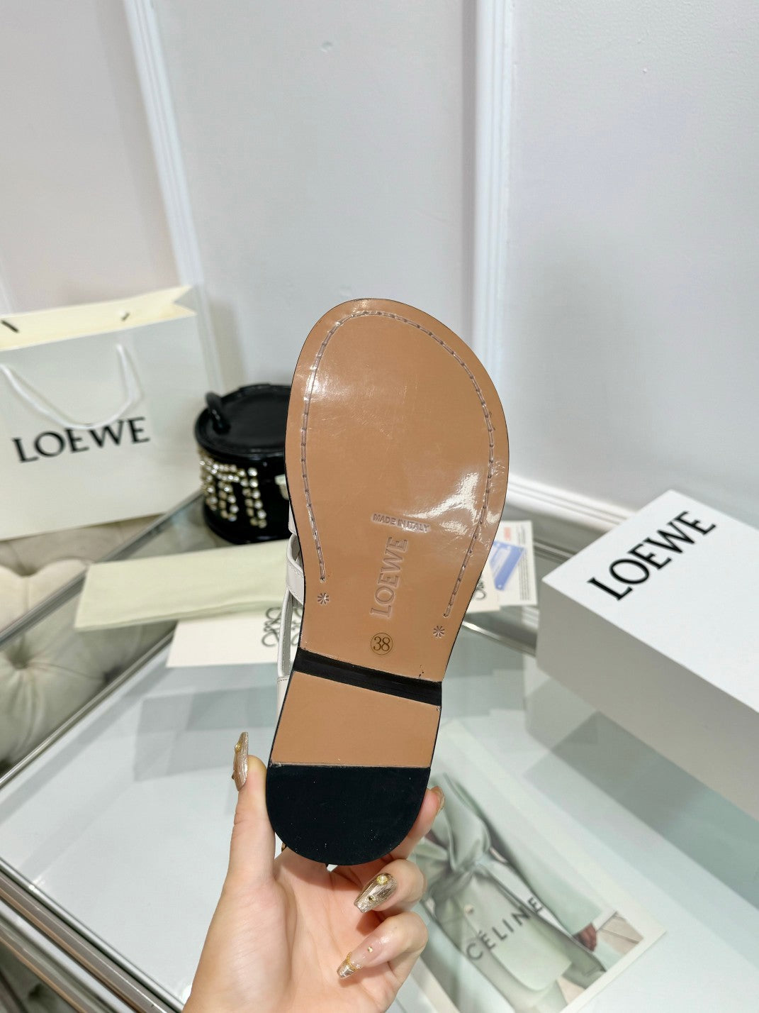 Loewe Campo Sandals Snowflake Cow Suede 246500