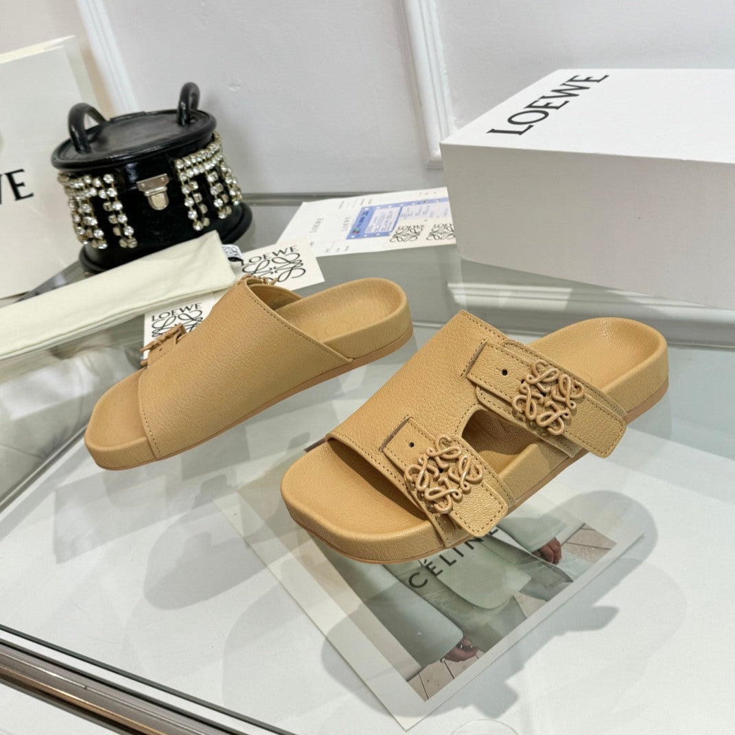 Loewe Ease Leather Slide Beige Sheepskin 246541