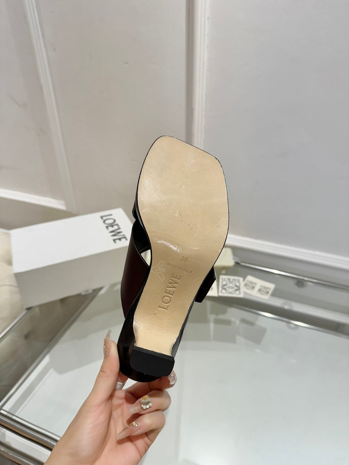 Loewe Petal Belt Mule Mahogany Red Cowhide