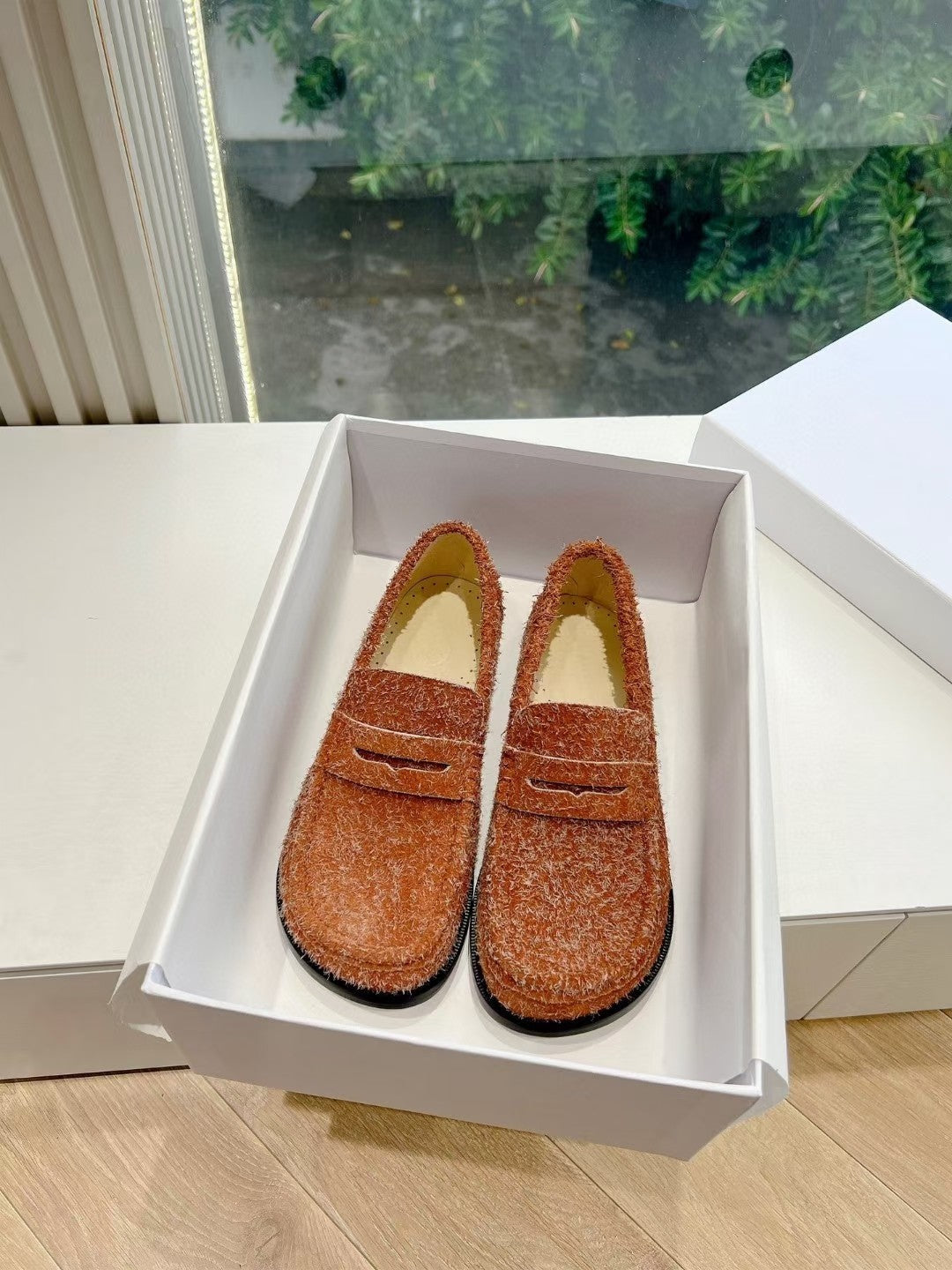 Loewe Campo Loafer Fire Orange Snowflake Cow Suede
