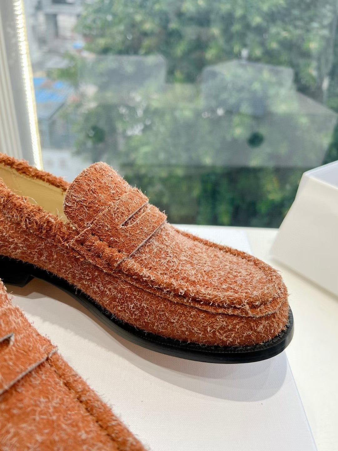 Loewe Campo Loafer Fire Orange Snowflake Cow Suede