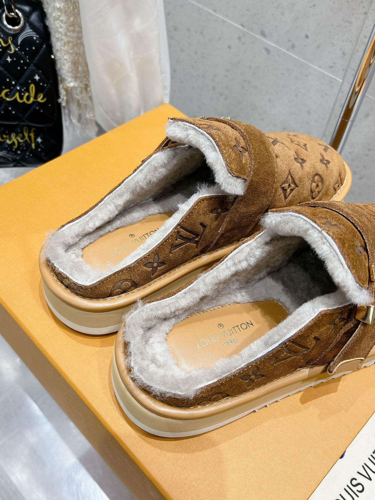 LV Cosy Flat Comfort Clog Brown Monogram Suede