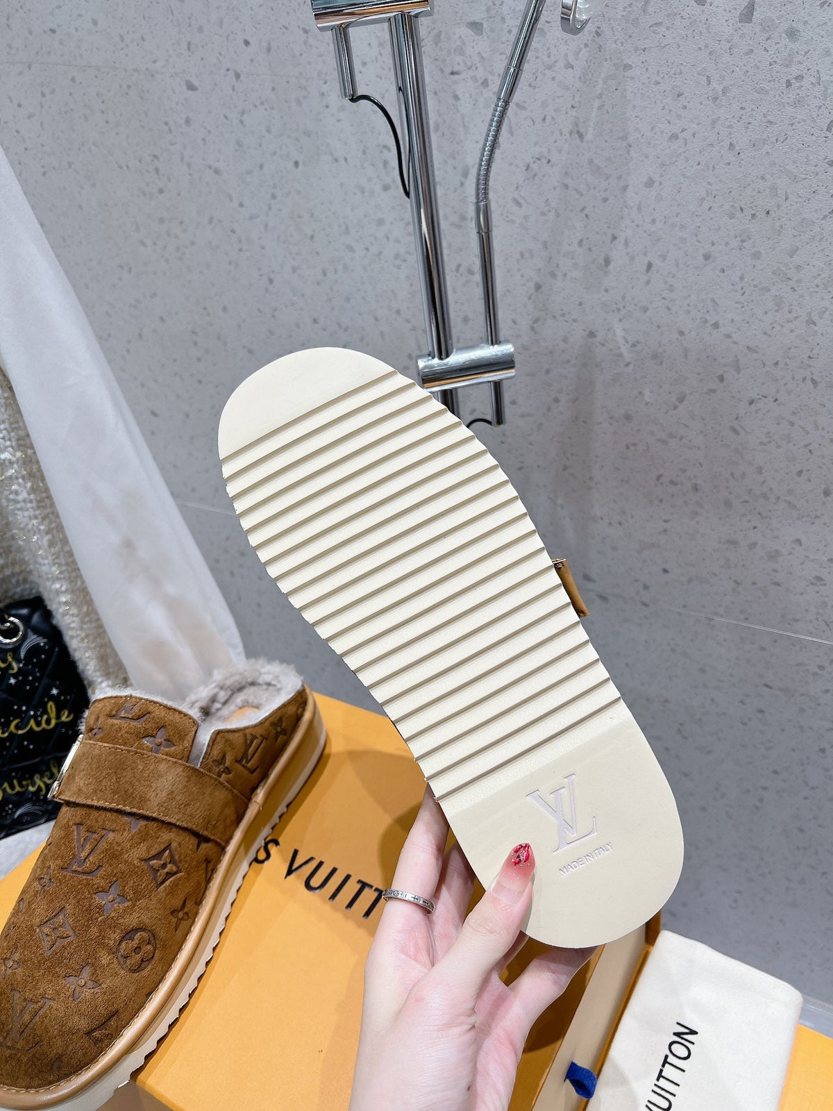 LV Cosy Flat Comfort Clog Brown Monogram Suede
