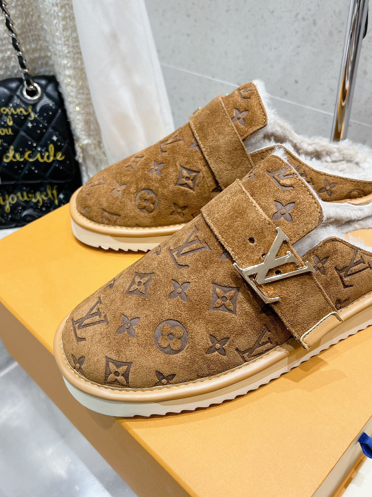 LV Cosy Flat Comfort Clog Brown Monogram Suede