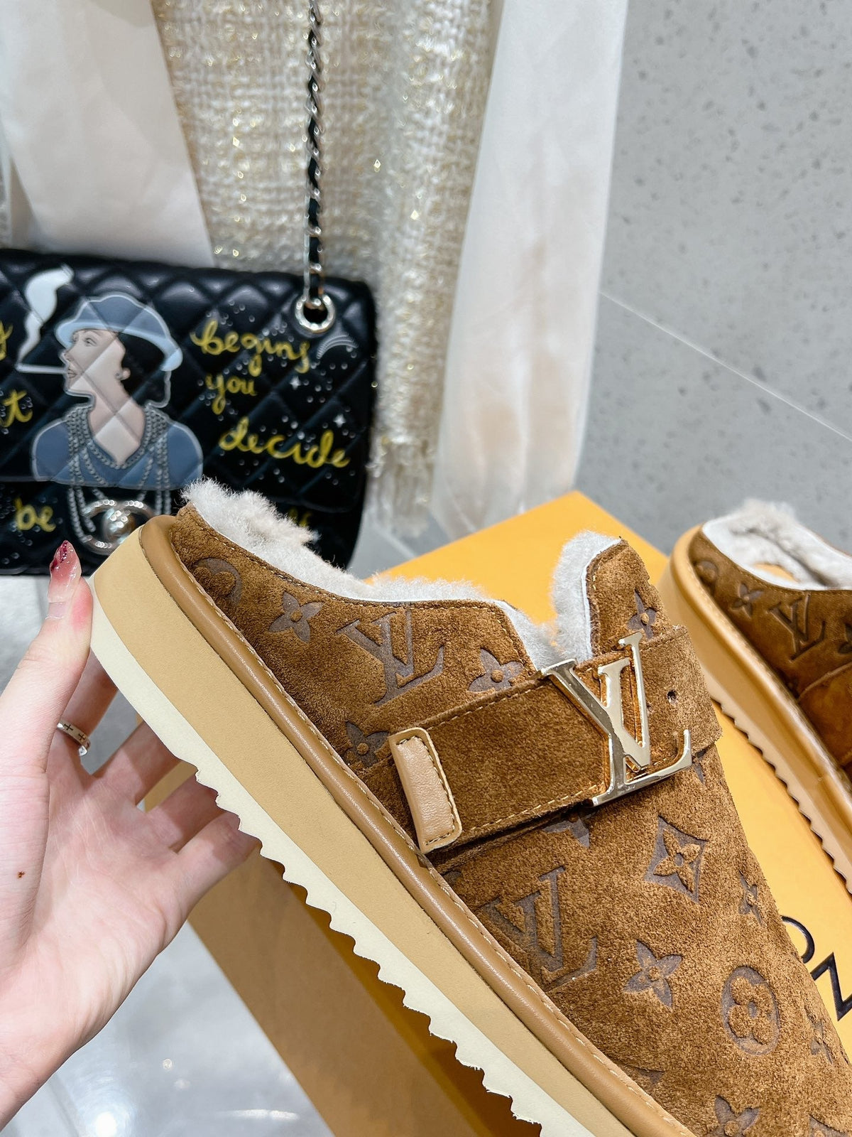 LV Cosy Flat Comfort Clog Brown Monogram Suede