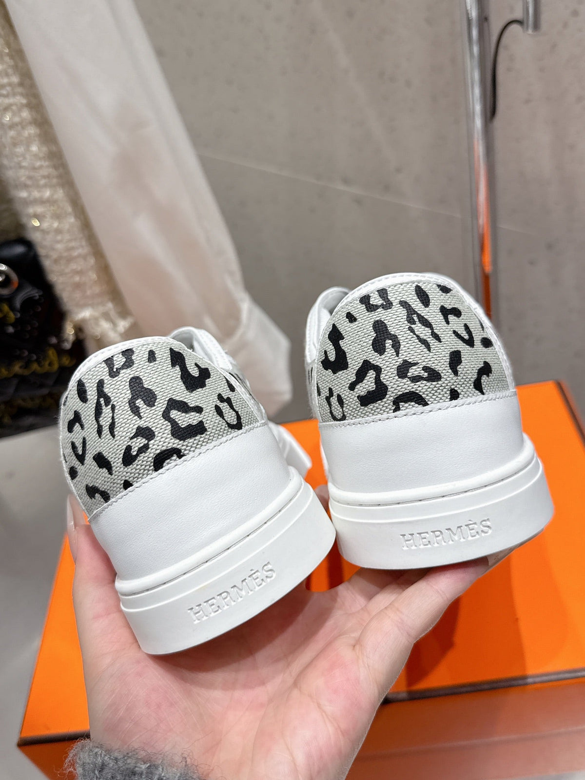 HM Get Sneaker Blanc Prunoir Canvas and Calfskin 204766