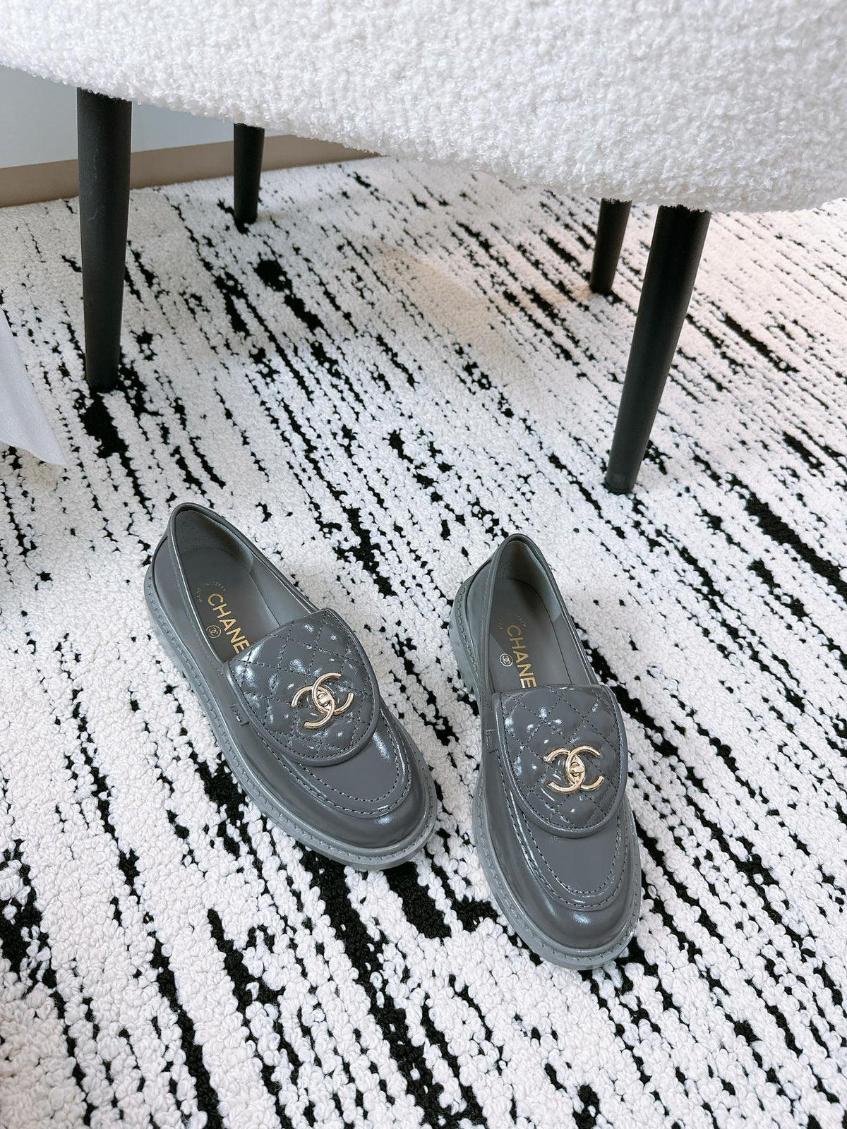 CC Moccasins 25mm In Grey Glossy Lambskin 144641
