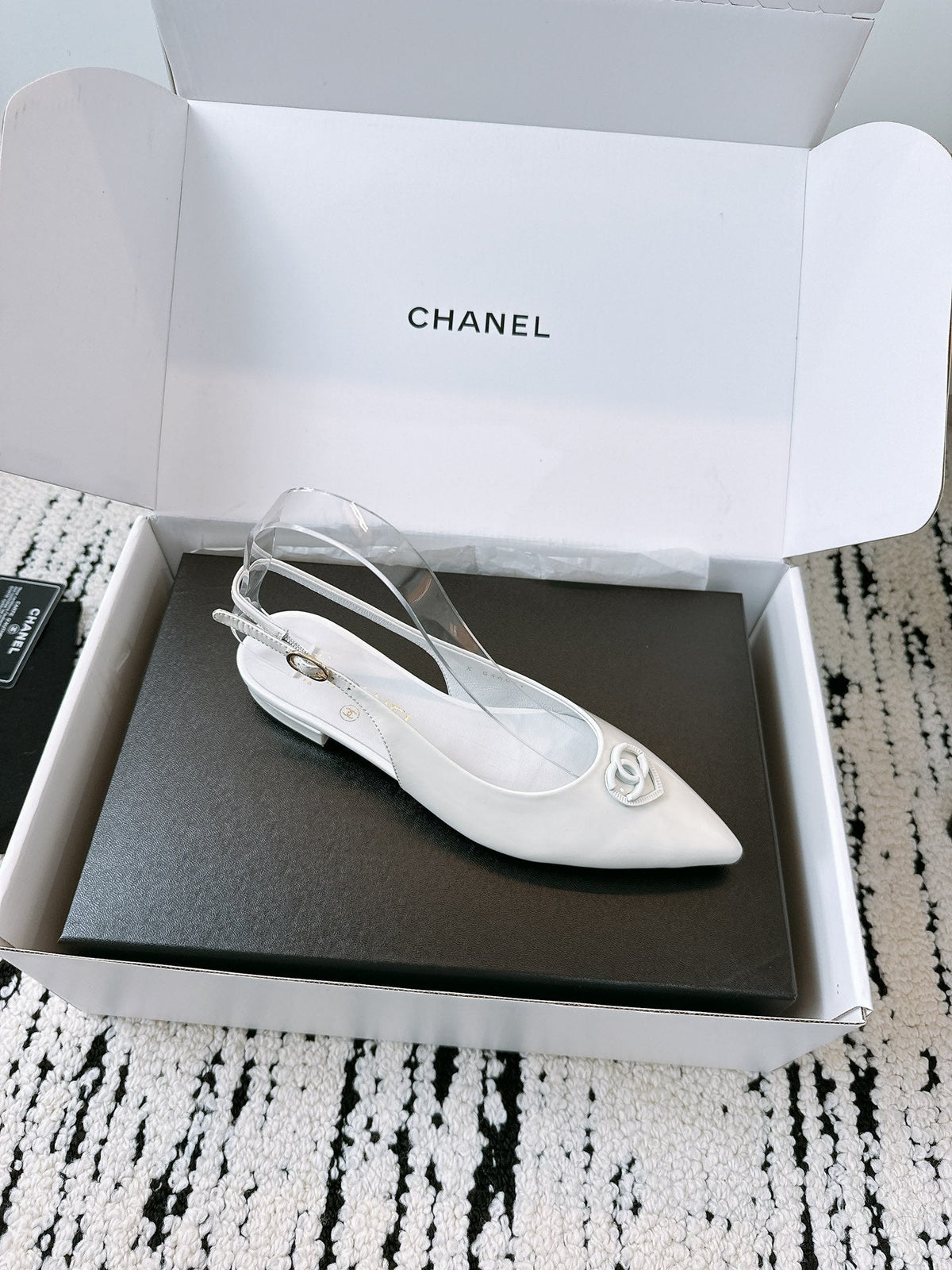 CC Slinback Flats In White Glossy Lambskin 144673