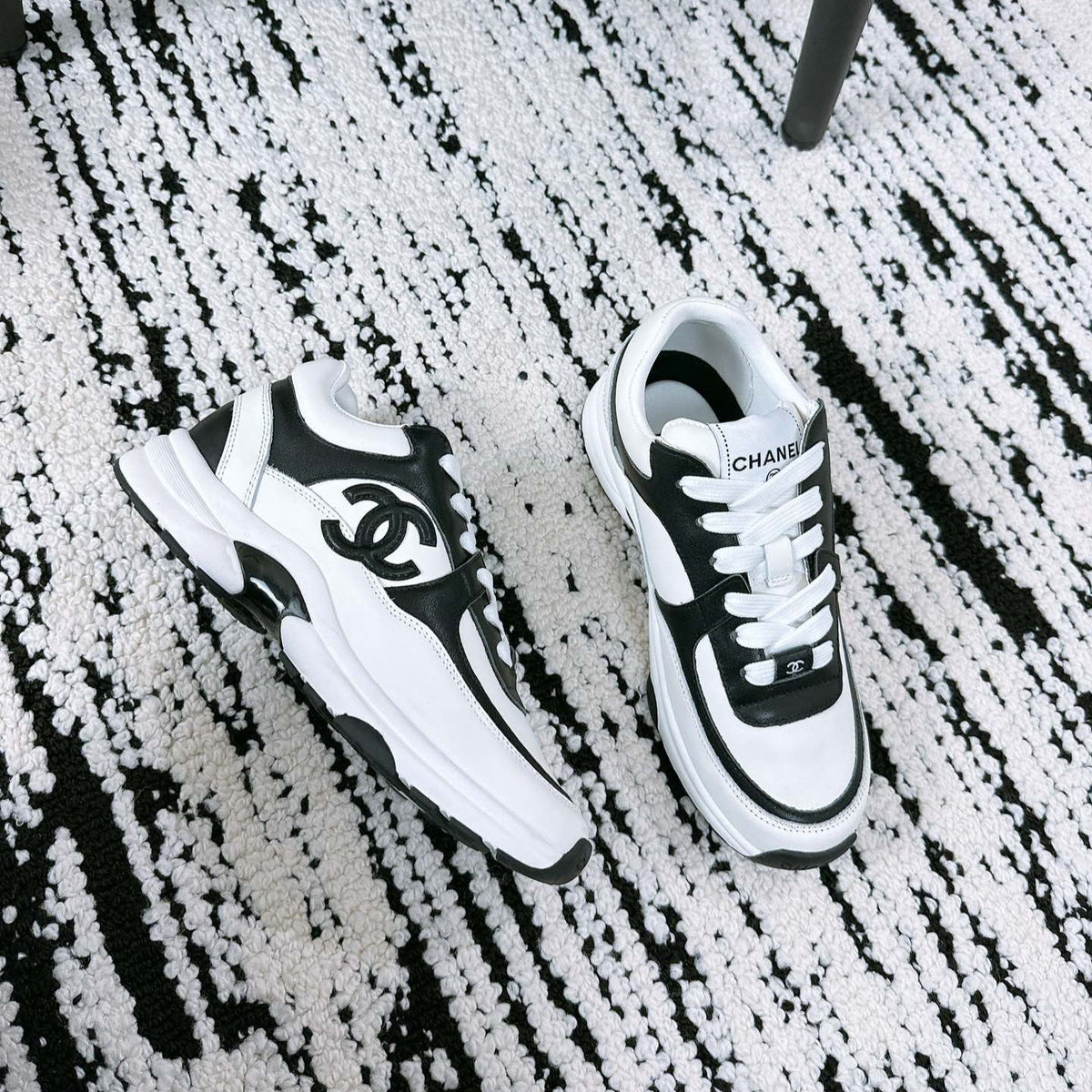 CC Sneaker 35mm In White Mix Black Soft Cowhide 144706