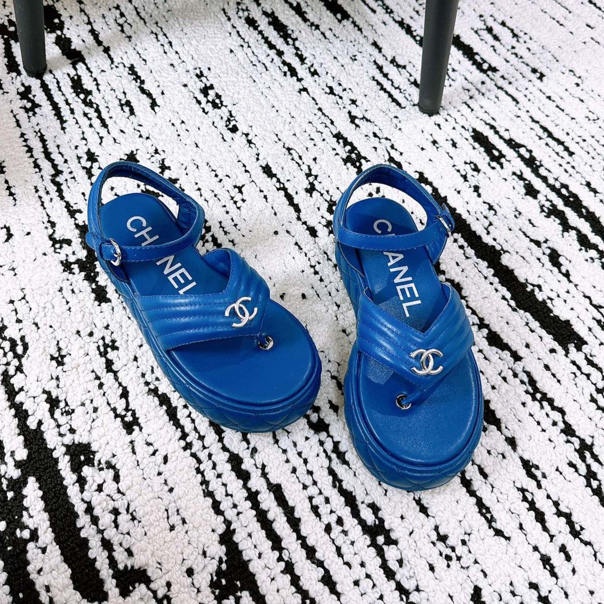 CC Sandals In Blue Lambskin 144532