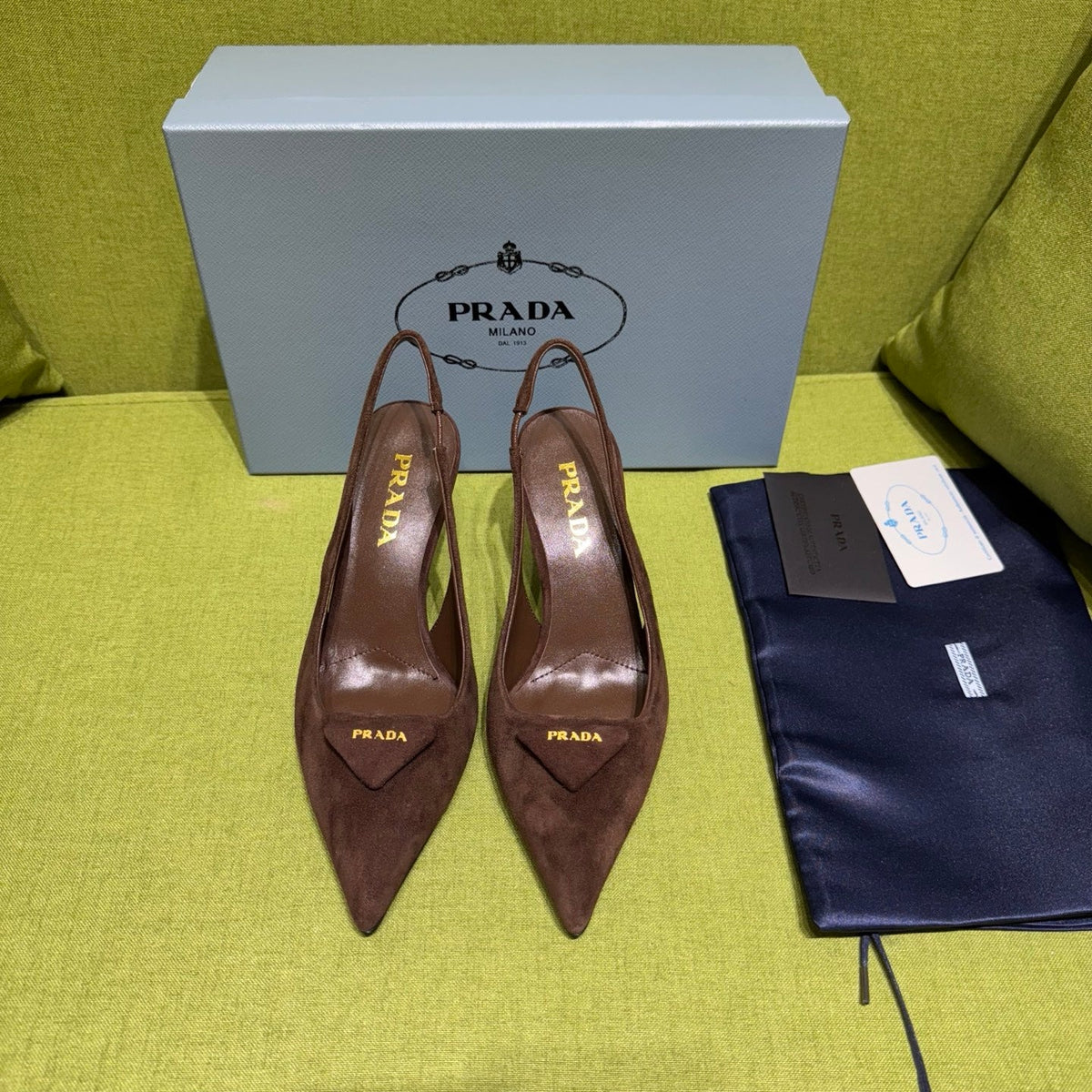 YSL 25 Slingback 85mm Brown Suede