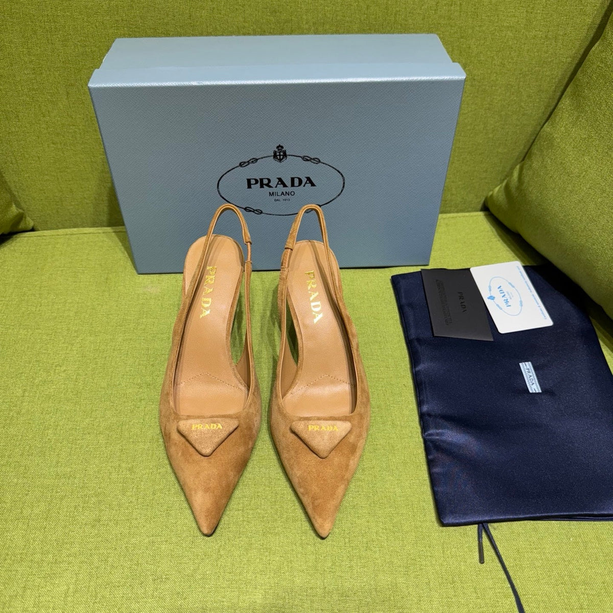 YSL 25 Slingback 85mm Beige Suede