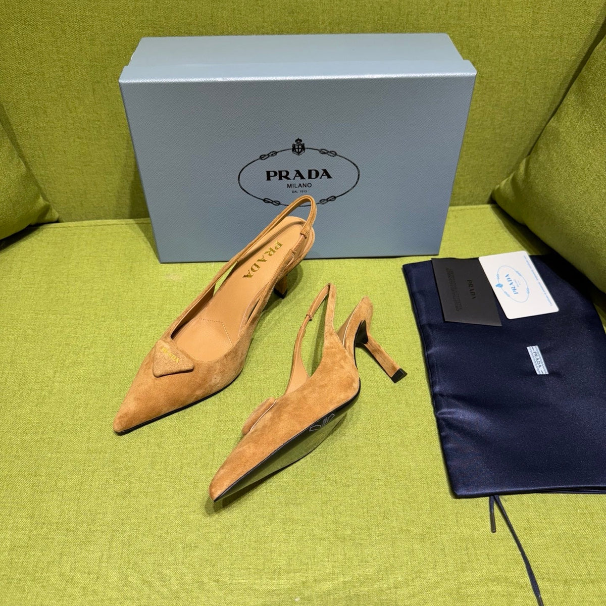 YSL 25 Slingback 85mm Beige Suede