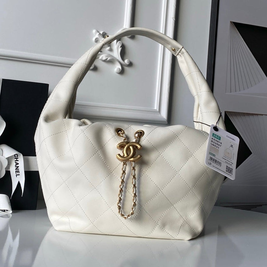 Chanel 2025 Hobo Bag 32cm White Calfskin 315837