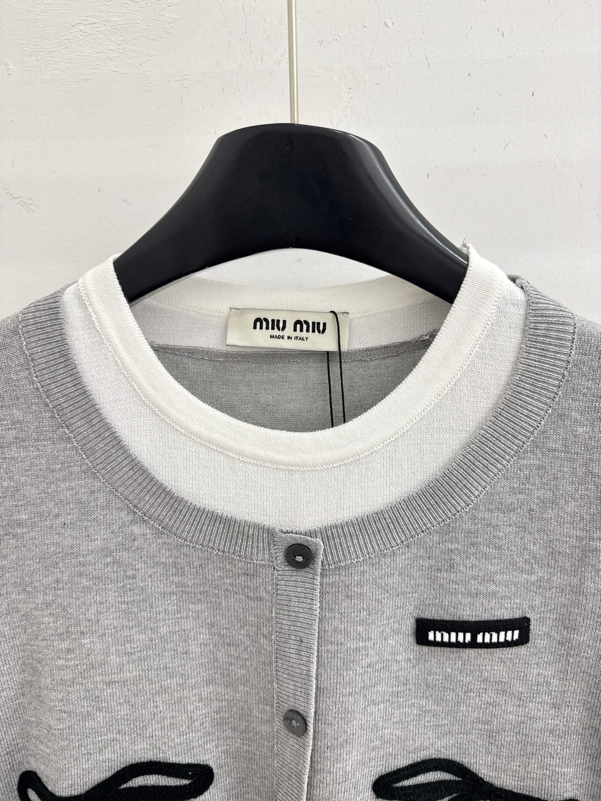 MiuMiu 2026 Shirt Grey White Wool 642725