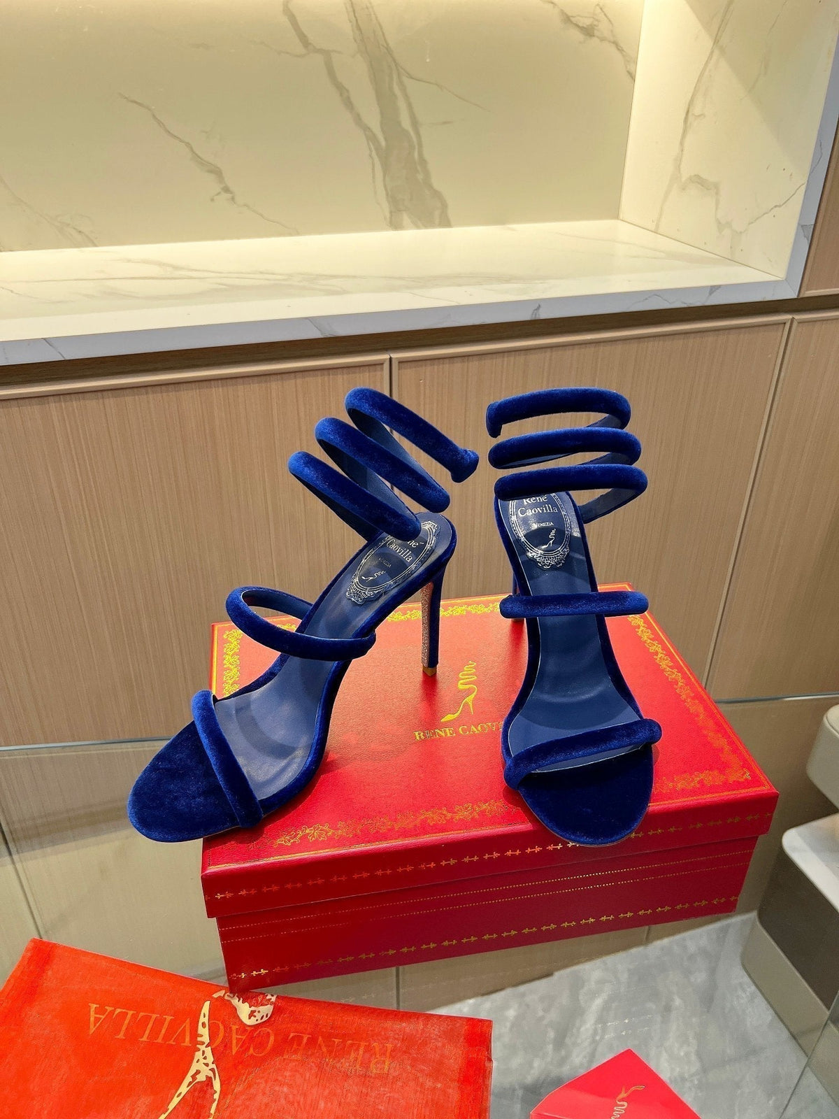 RC Sandals Navy Blue Original Velvet Sheepskin 341990