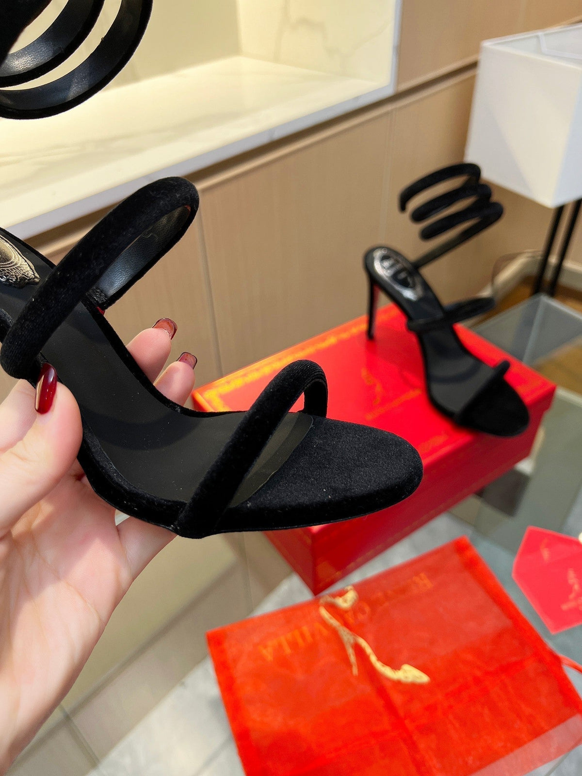 RC Sandals Black Original Velvet Sheepskin 341992