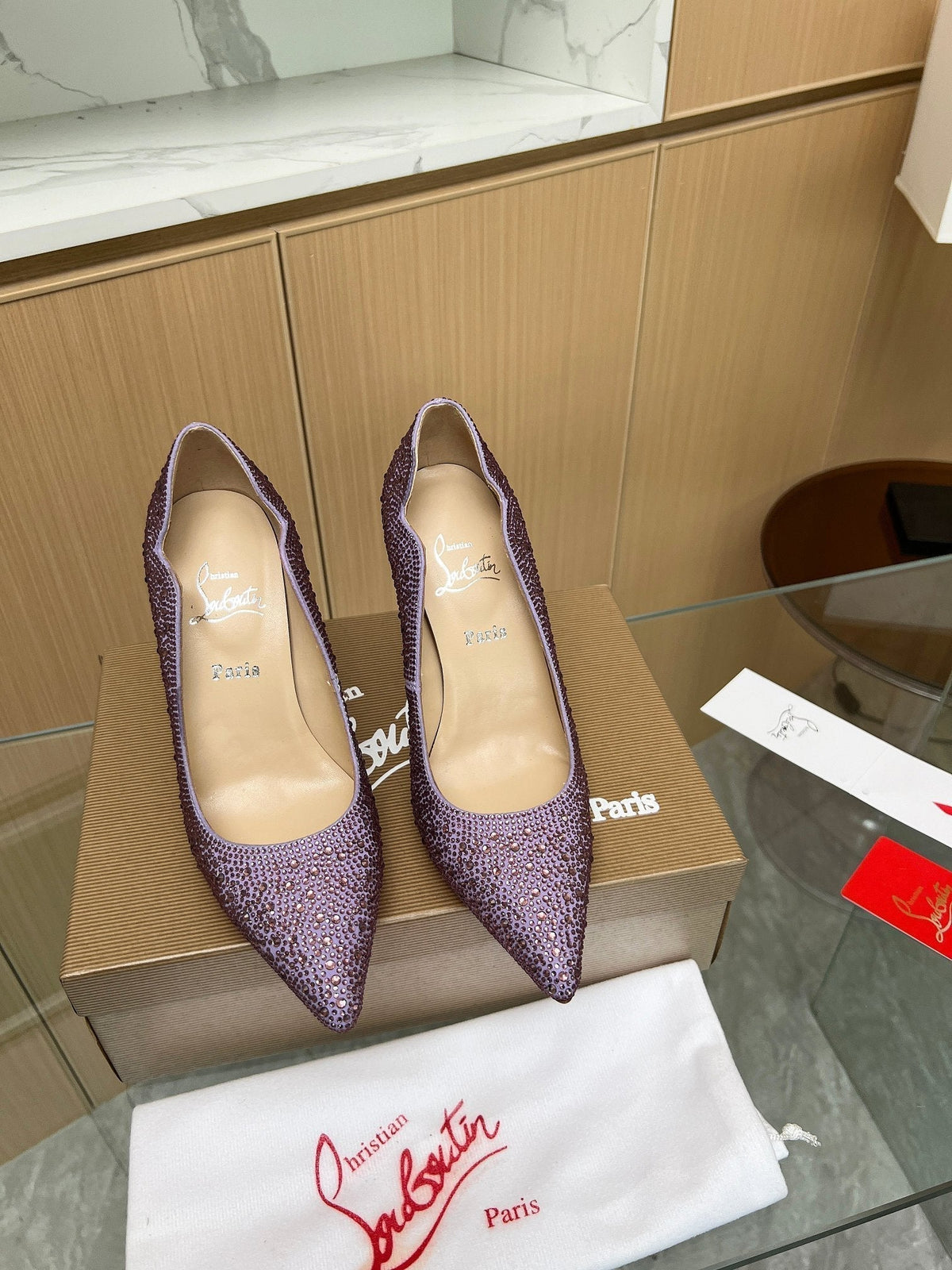 CL Hot Chick 100 Pumps Purple Strass Embellished Leather 251044
