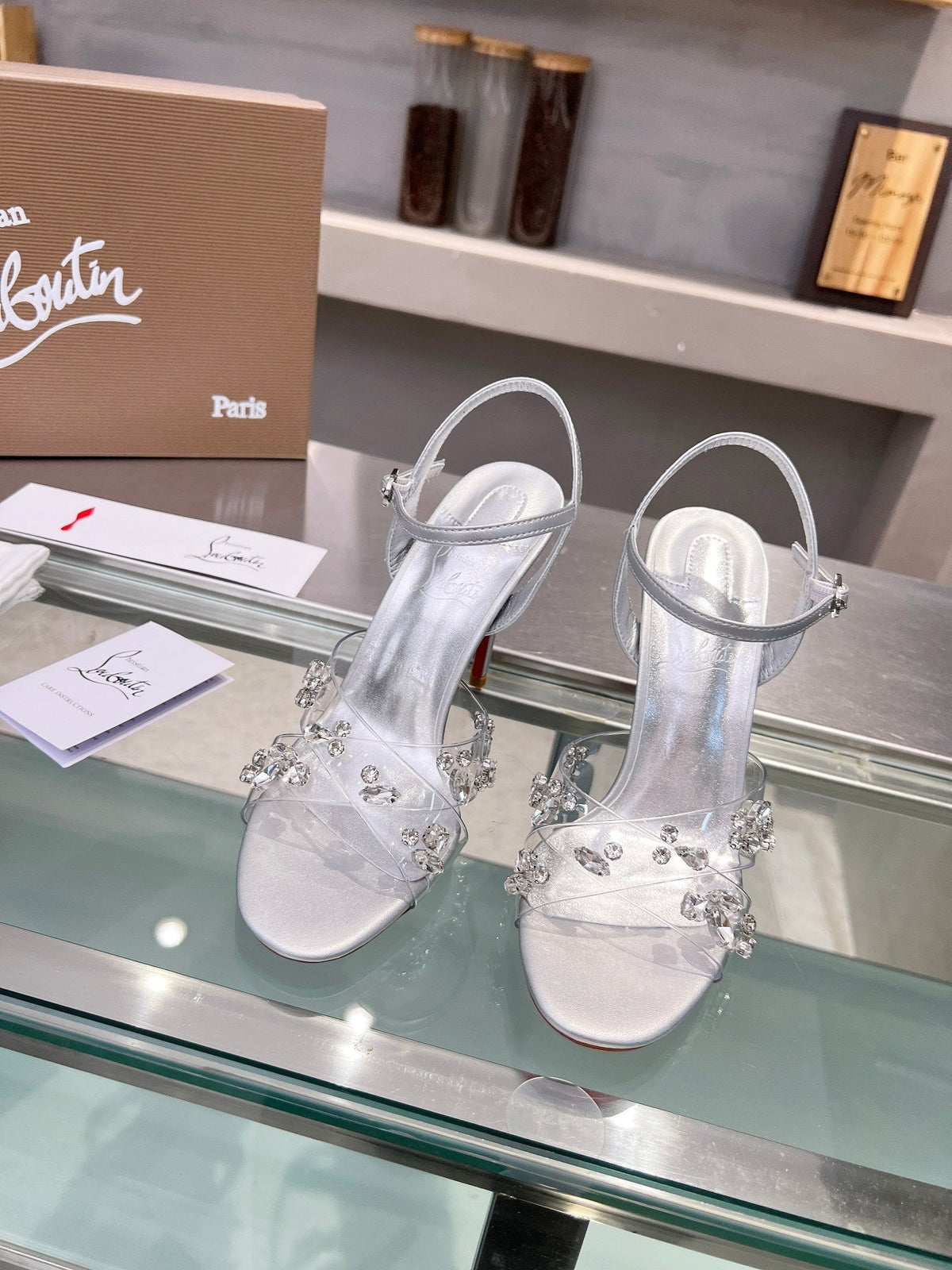 CL Degrasandal 100 Embellished PVC and Metallic Leather 251030