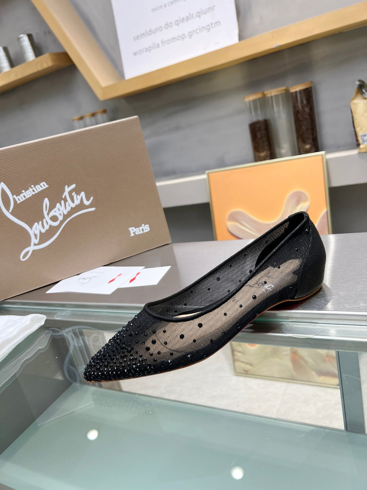 CL Follies Strass Flats Mesh Black