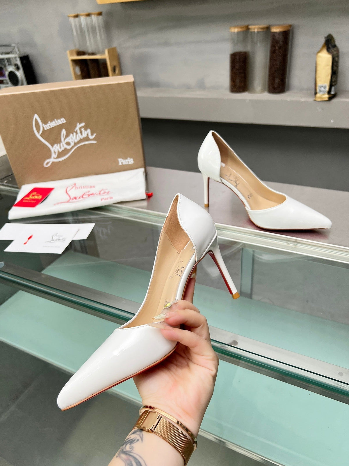 Cl Iriza 85mm Pumps Patent Leather White