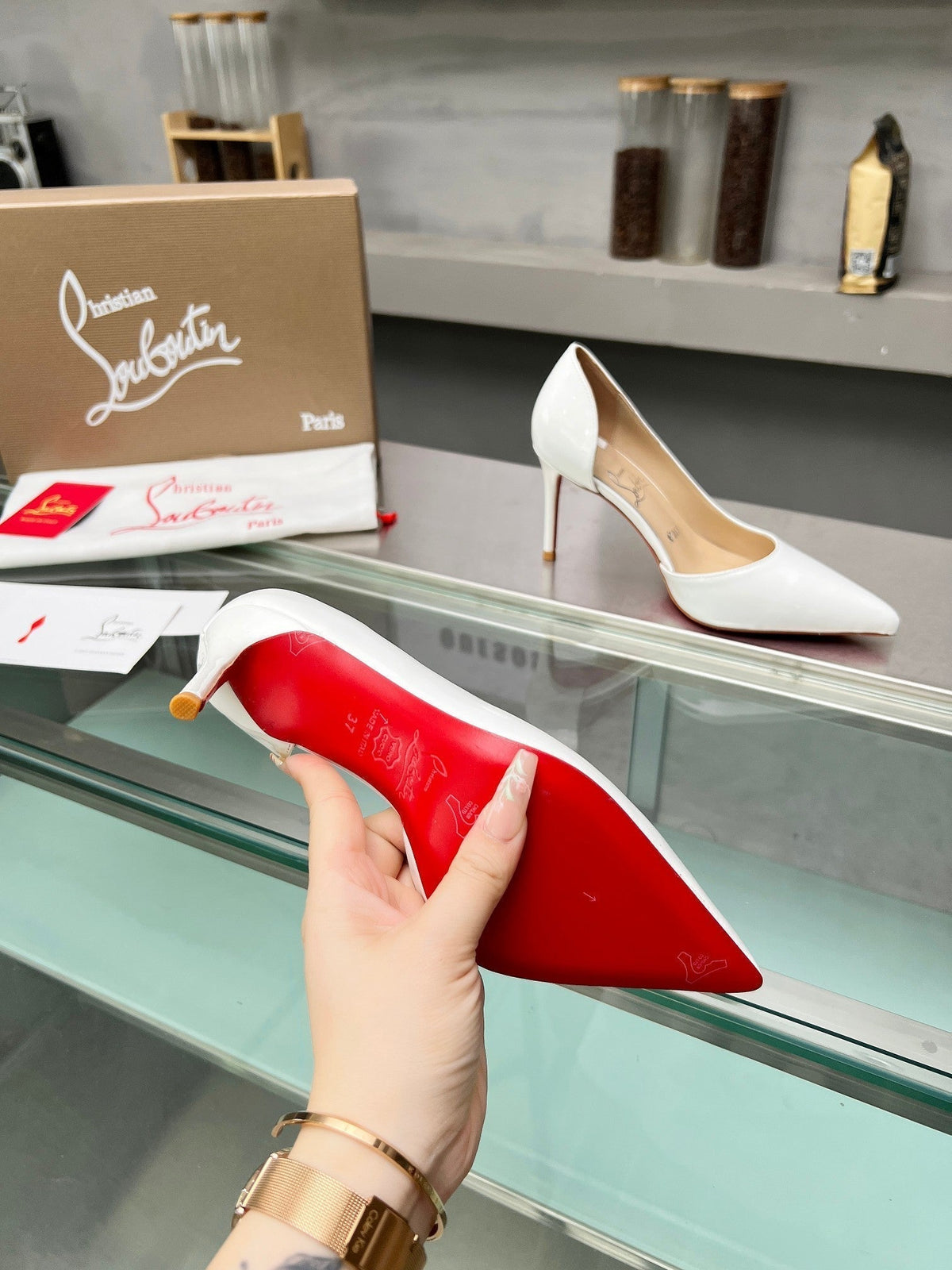 Cl Iriza 85mm Pumps Patent Leather White