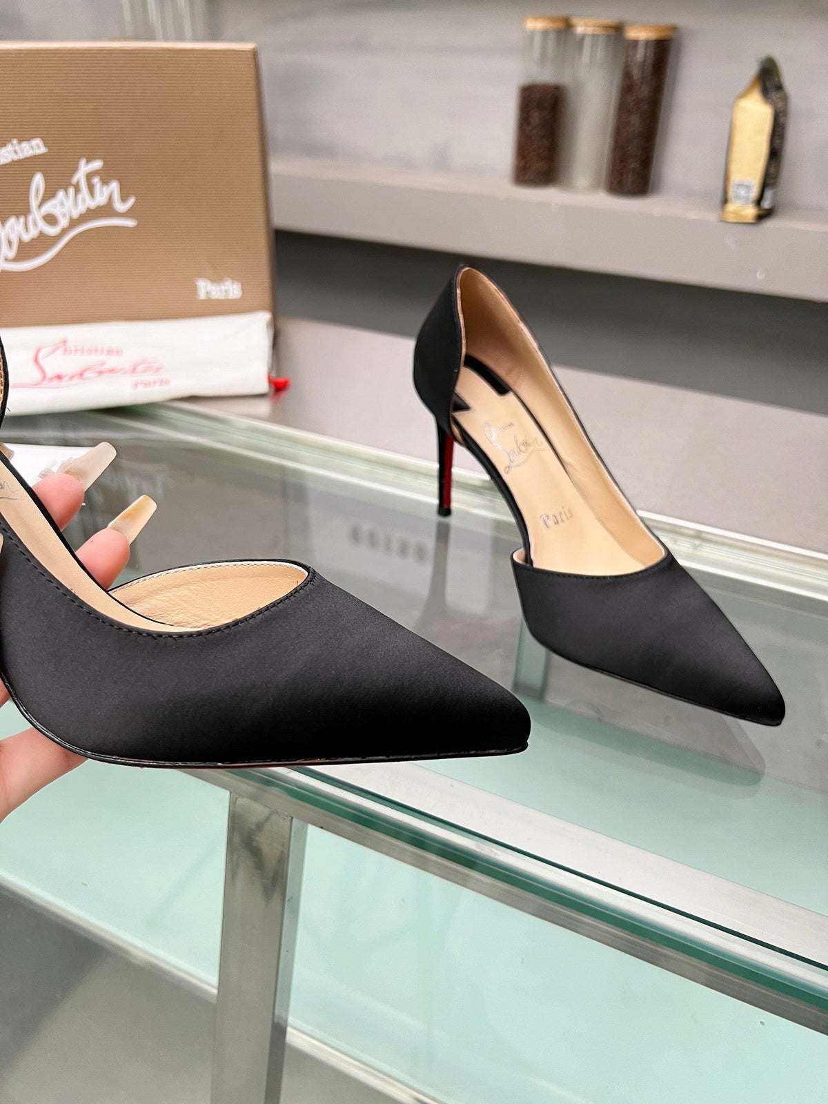 Cl Iriza 85mm Pumps Crepe Satin Black
