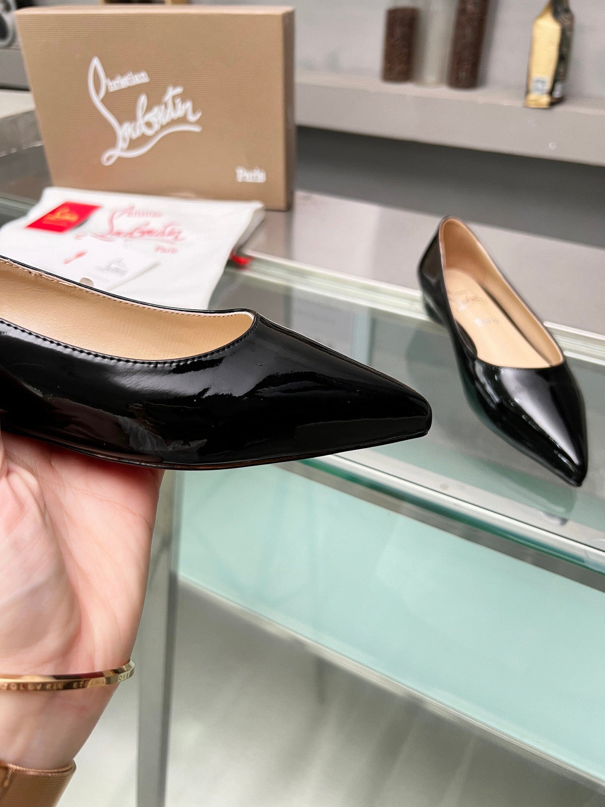 CL Kate Ballerina Flats Patent Leather Black