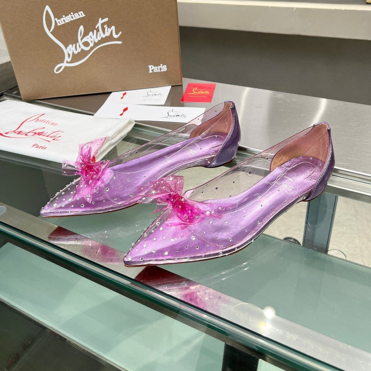 CL Jelly Strass Flats Pvc Iridescent Nappa Leather And Strass Parme