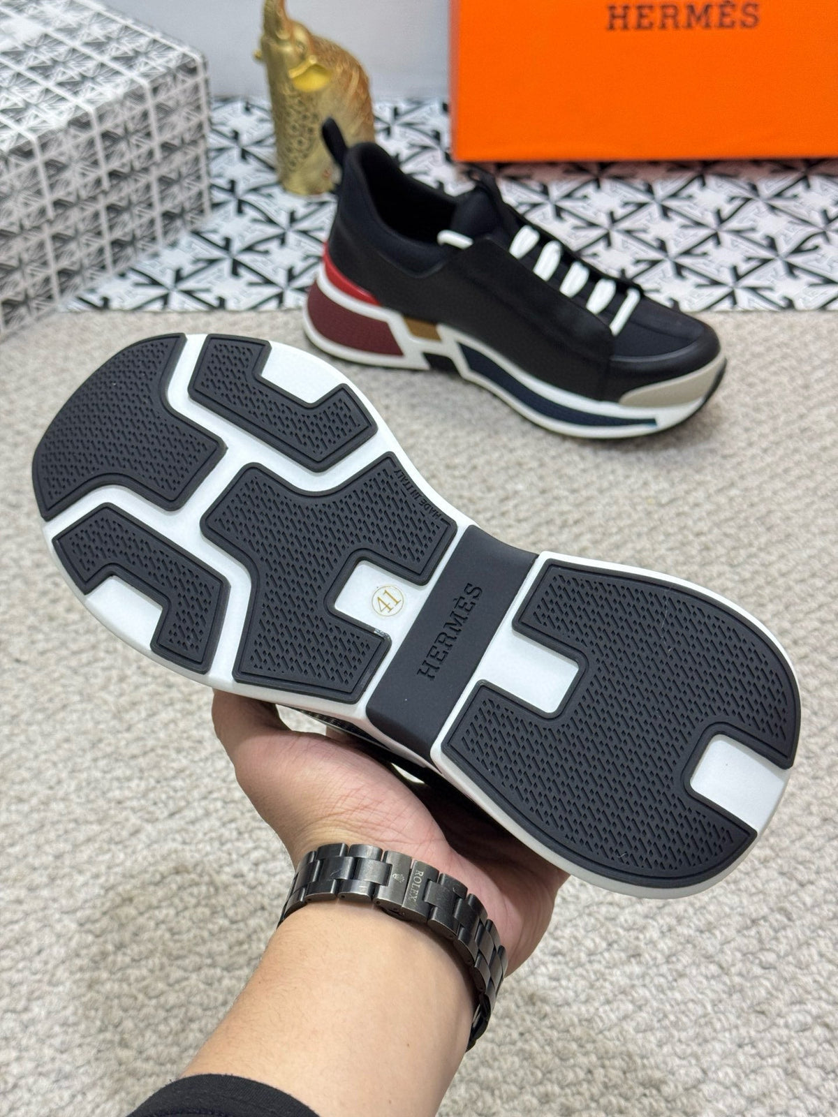 HM Men's Just Sneaker Black Cowhide And Nubuck Leather 545939