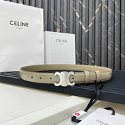 CL TRIOMPHE 25 MM BELT IN OLIVE GREEN CALFSKIN SILVER HARDWARE