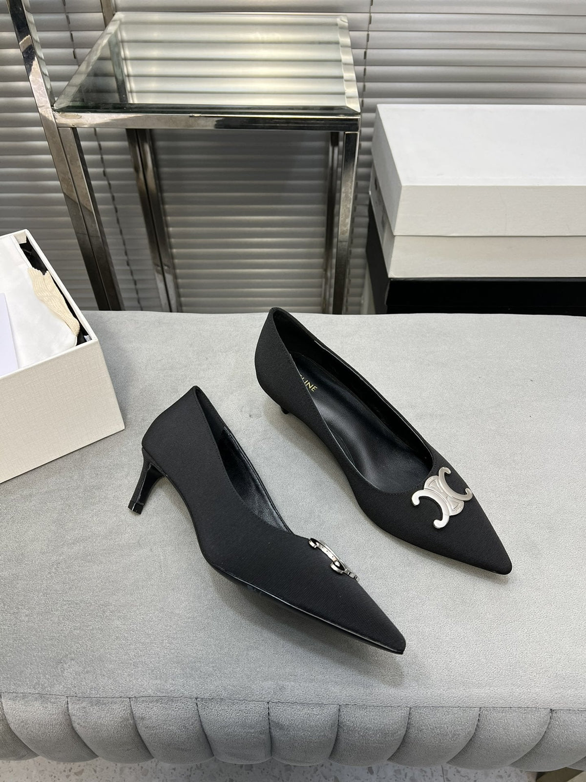 cl pumps 50 black grosgrain
