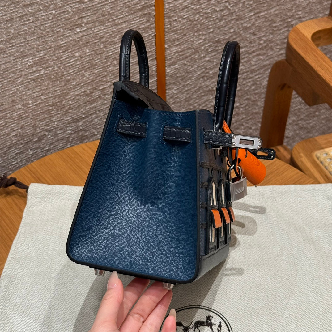 HM Birkin Faubourg Touch 20 Blue Nuit Matte Alligator with Epsom 228961