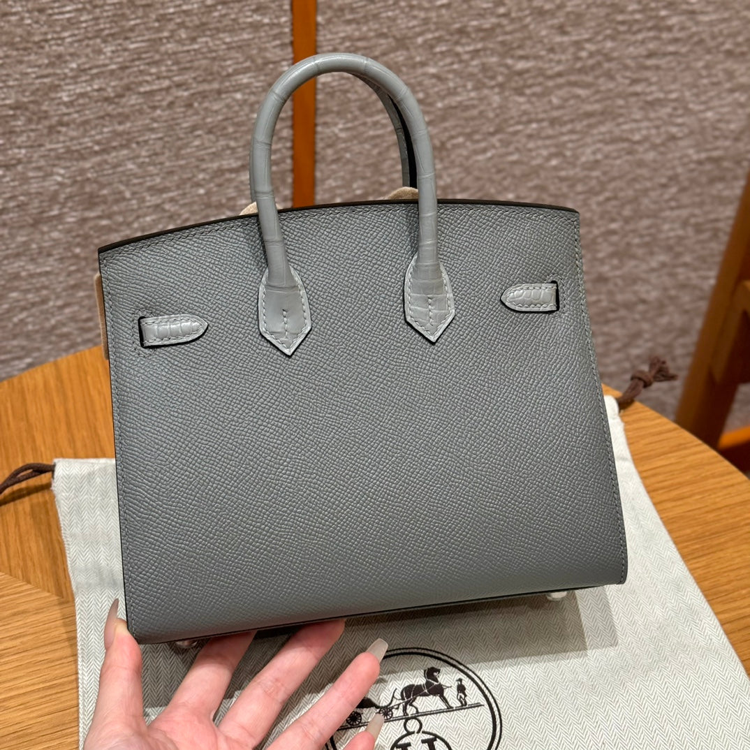 HM Birkin Faubourg Touch 20 Gray Matte Alligator with Epsom 228963