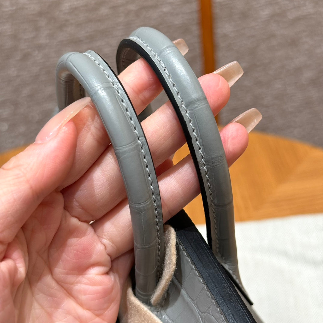HM Birkin Faubourg Touch 20 Gray Matte Alligator with Epsom 228963