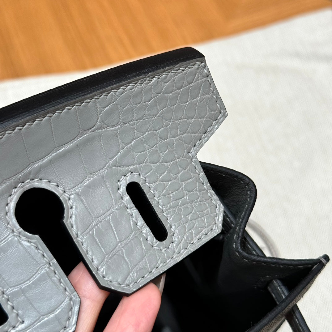 HM Birkin Faubourg Touch 20 Gray Matte Alligator with Epsom 228963
