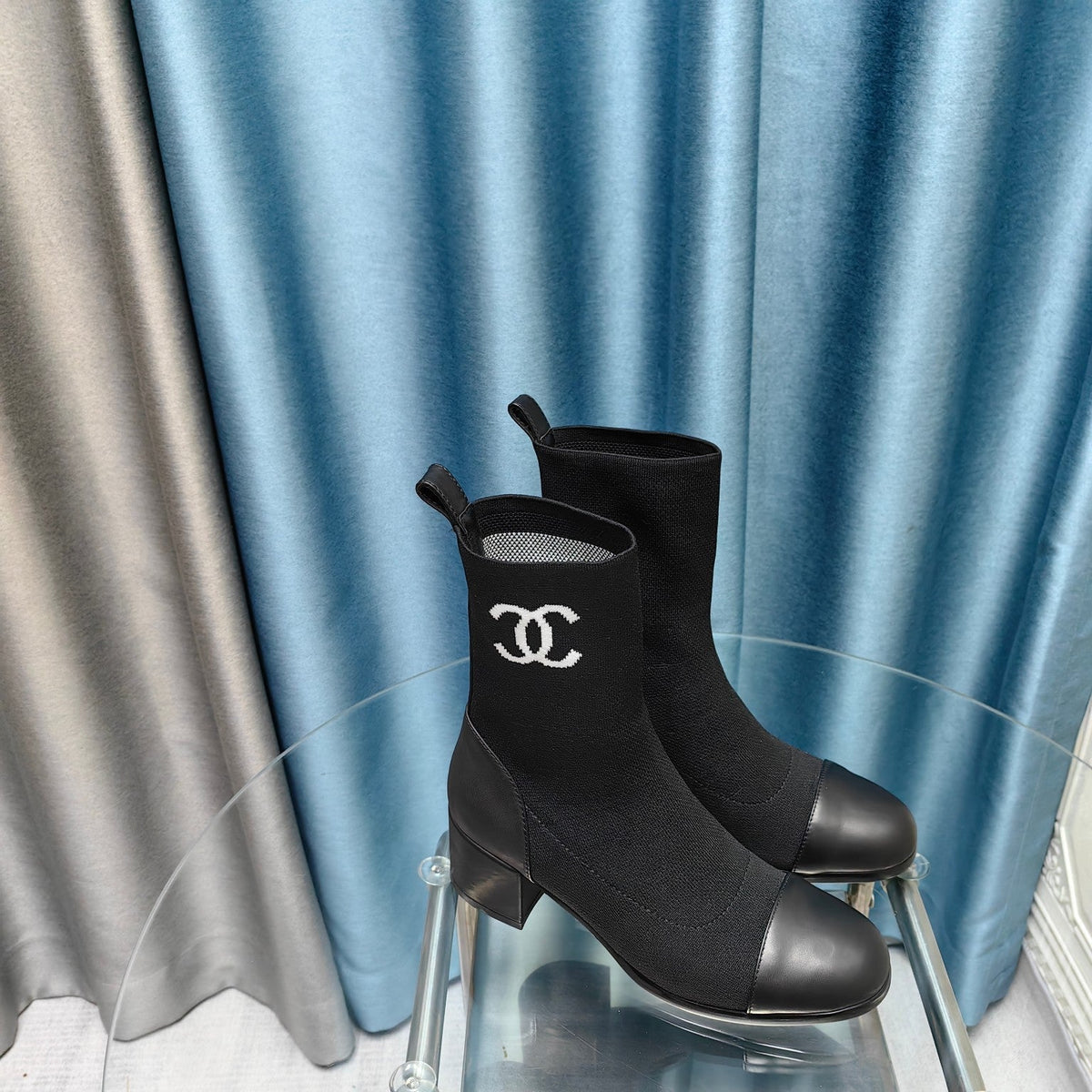 CC Ankle Boots 45mm Black Wool And Calfskin