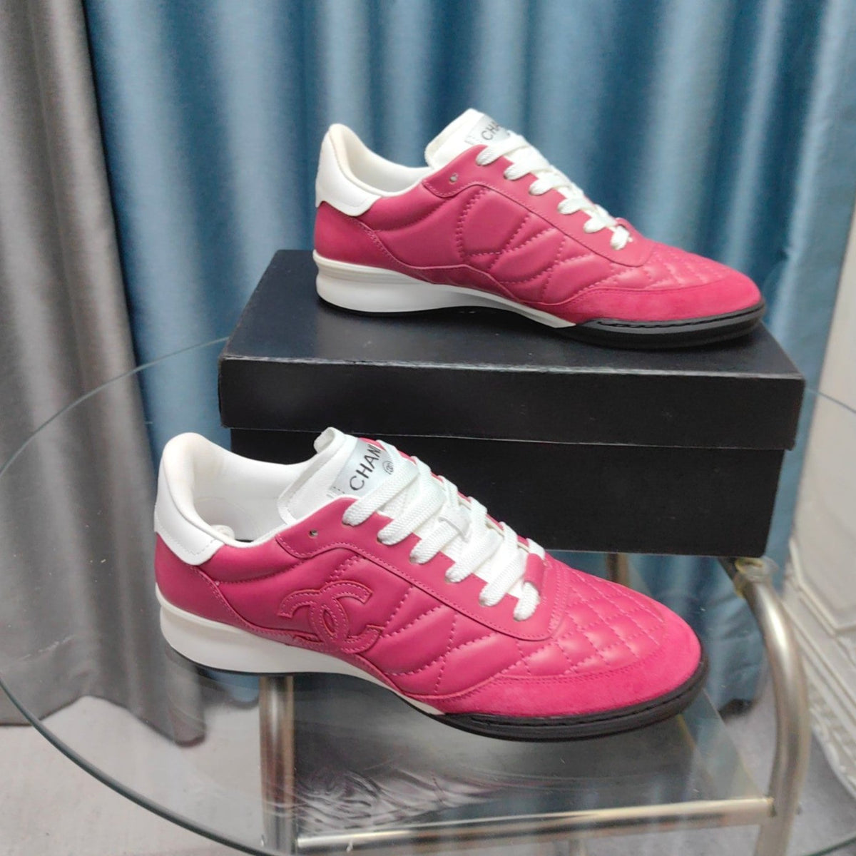 CC Sneaker Dark Pink Quilted Cowhide And Suede