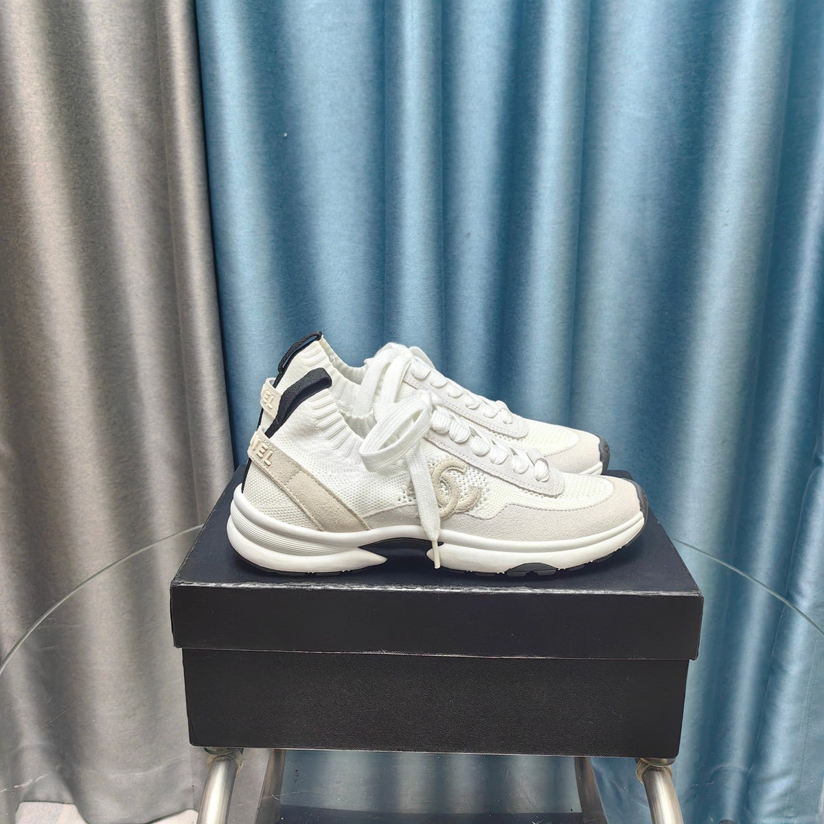 CC Sneaker White Grey Suede And Polyester Mesh Fabric