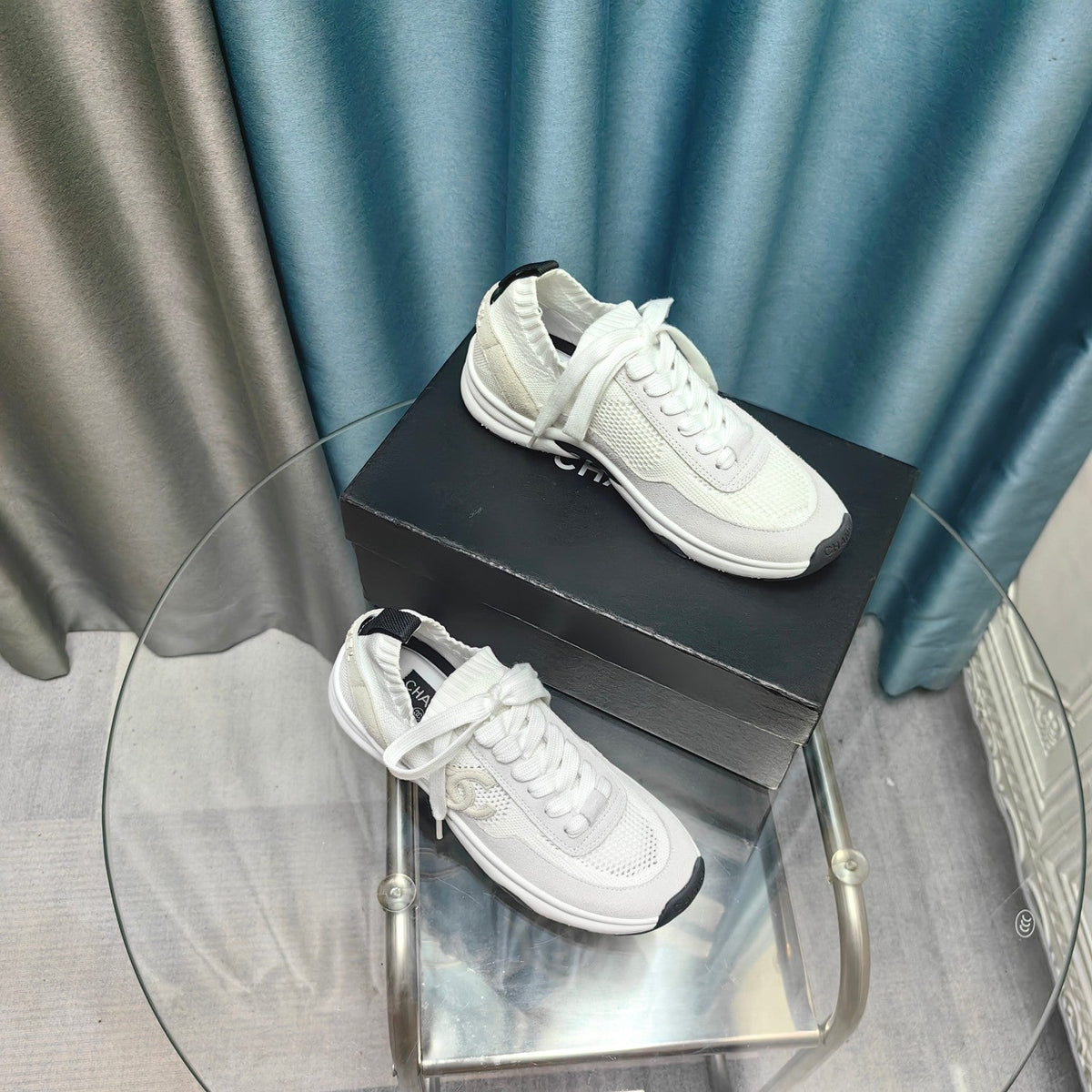 CC Sneaker White Grey Suede And Polyester Mesh Fabric