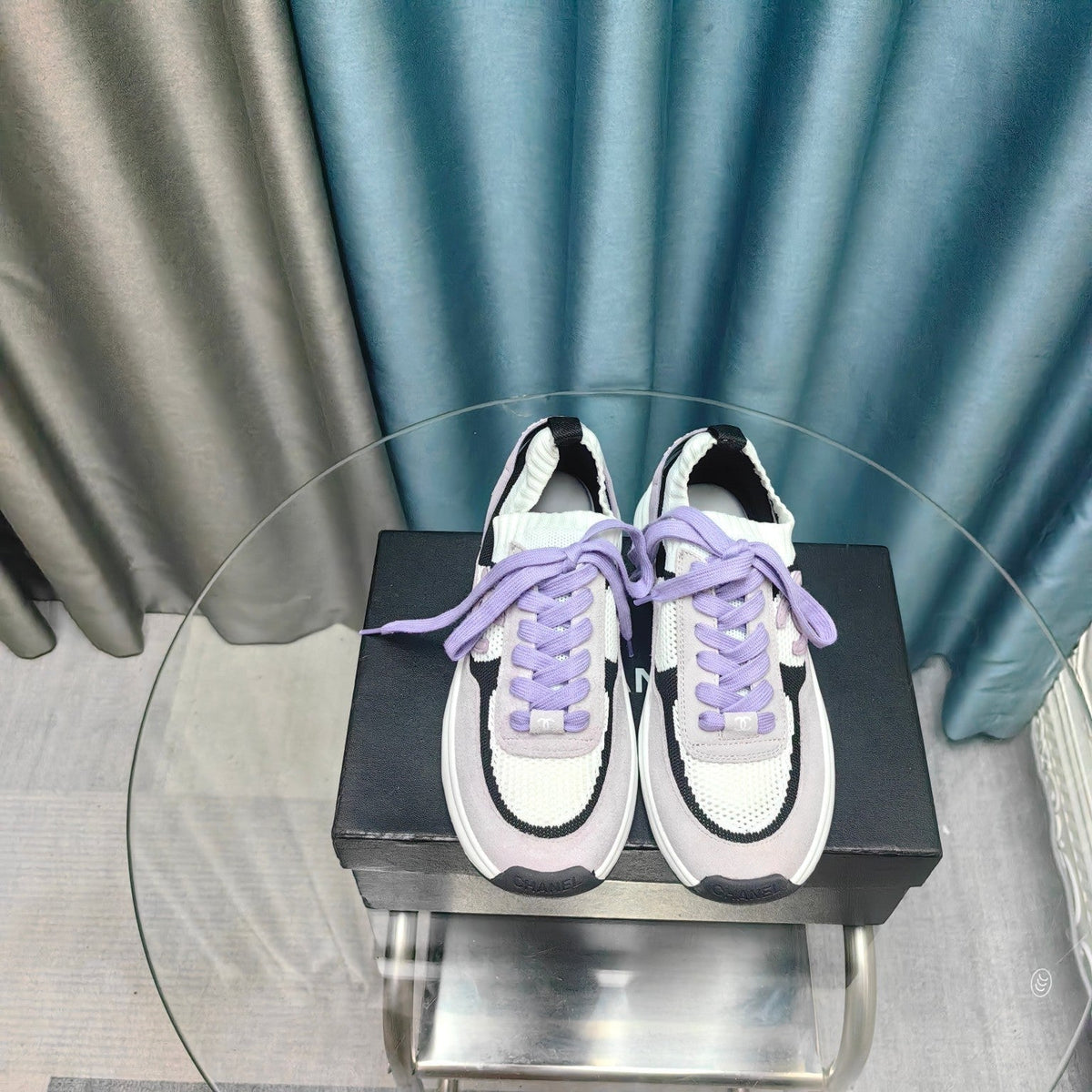 CC Sneaker White Light Purple Suede And Polyester Mesh Fabric