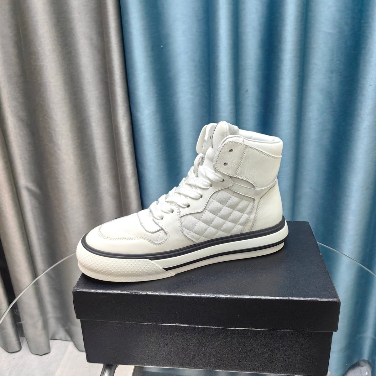 CC High Top Sneaker White Calfskin